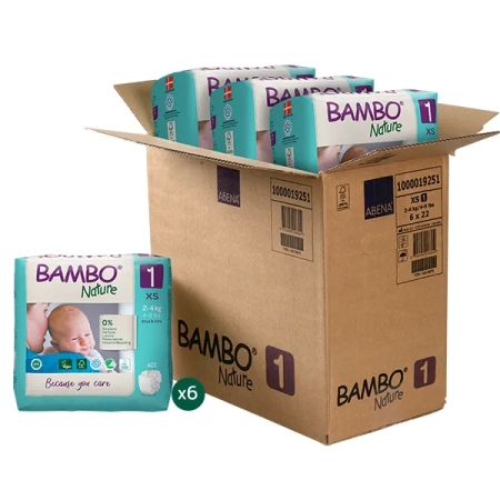 Πάνες Bambo Nature No1 (2-4 kg) κιβώτιο 132 τεμ.