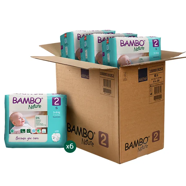 Βρεφικές Πάνες Bambo Nature No2 (3-6 kg) Συσκ. 180τεμ.